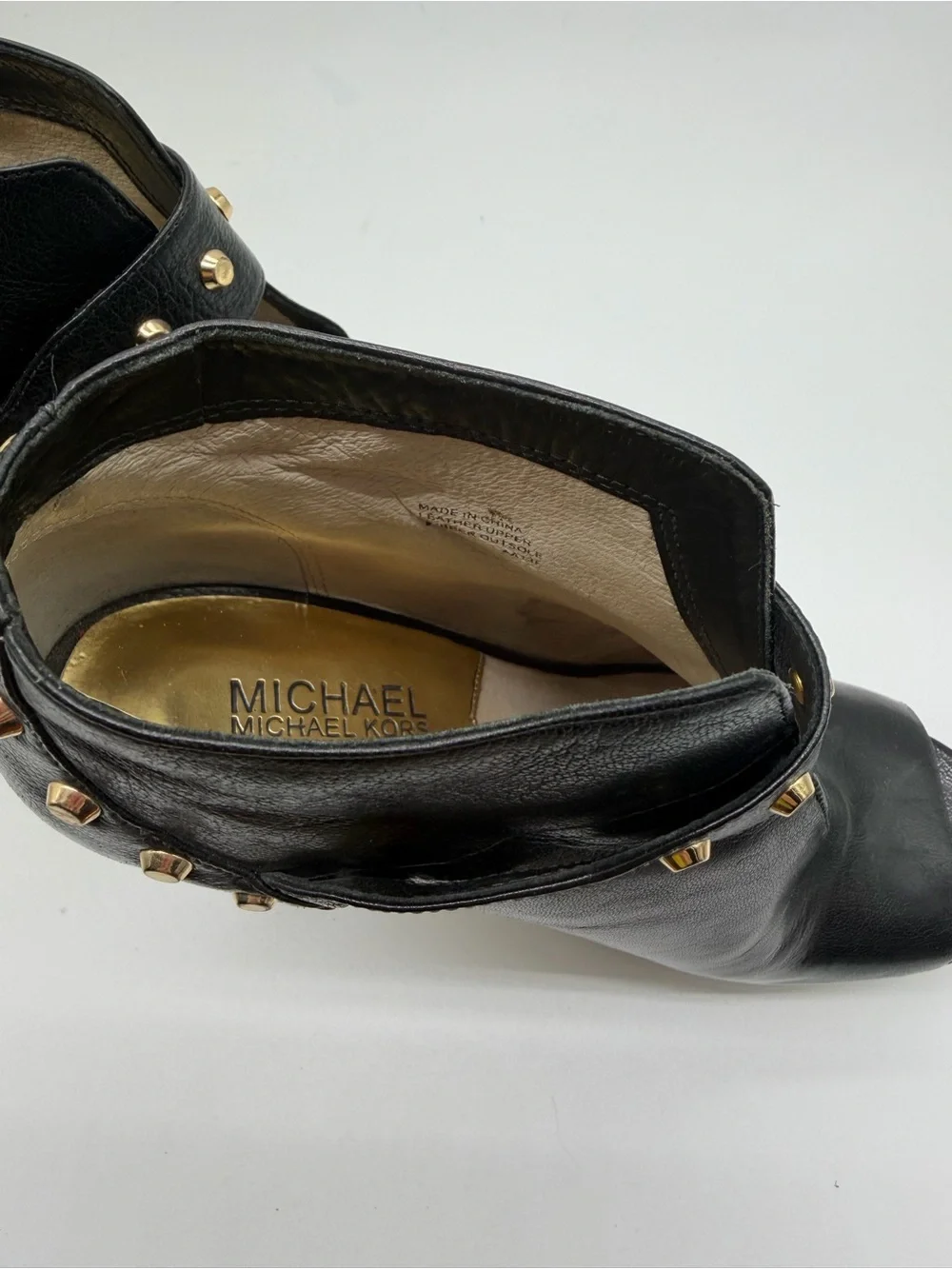 Michael Kors Black Peep-Toe Studded Platform Booties Sz 8